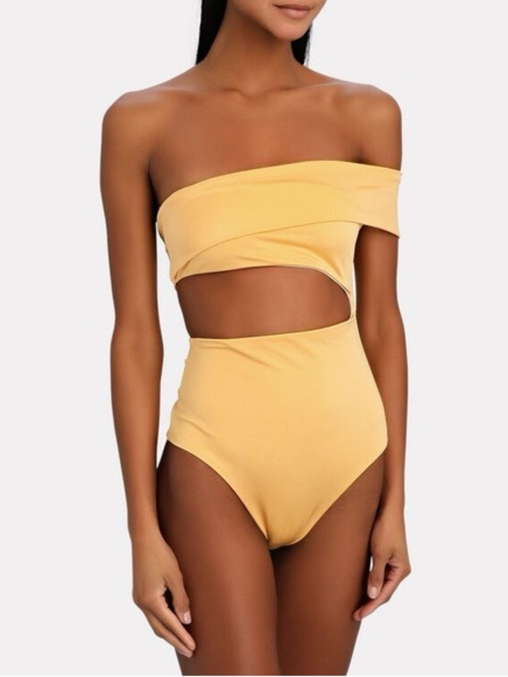 NWT Baobab Collection One-Shoulder One-Piece Swimsuit in Mustard Yellow M